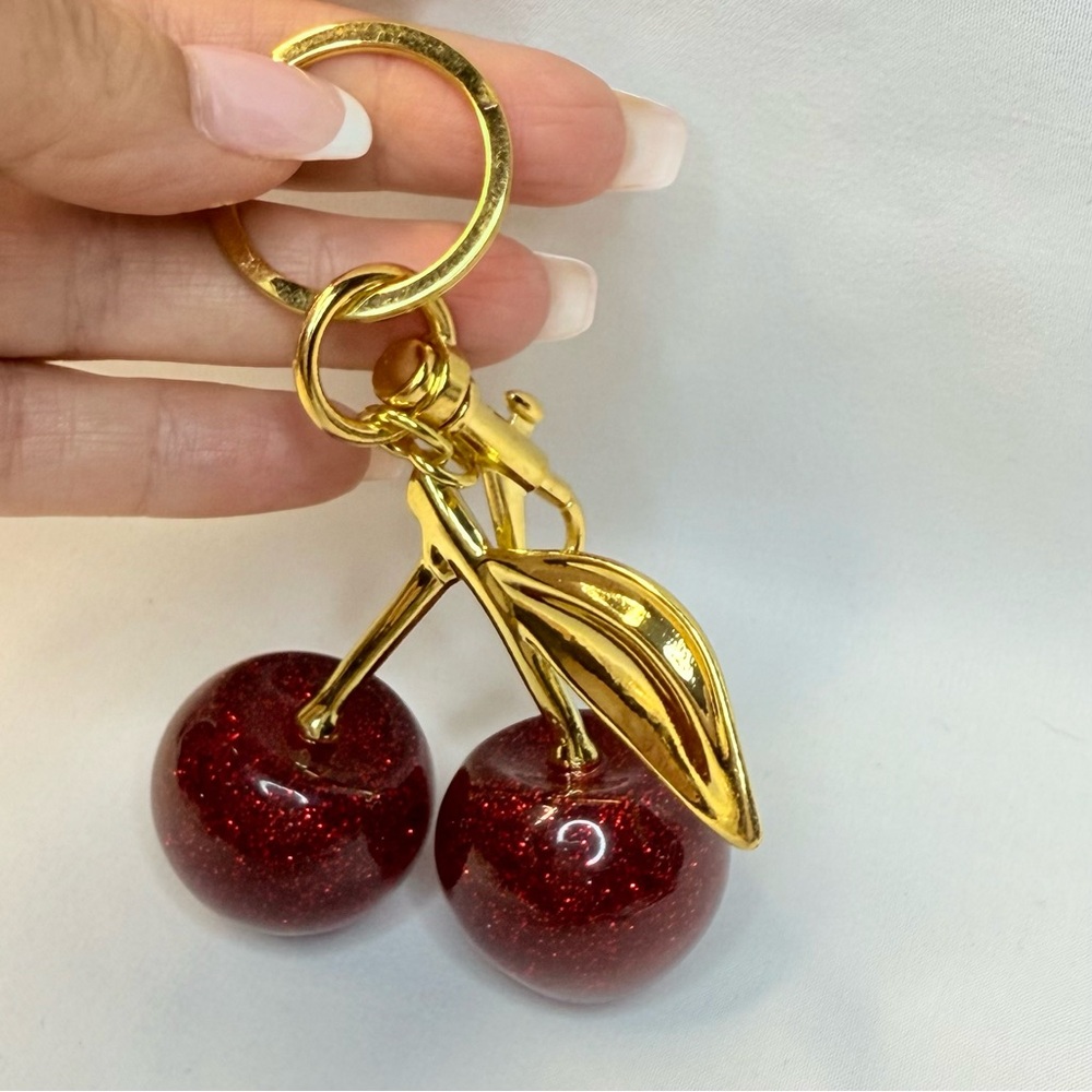 Gold and Red Cherry Bag Charm/Keychain